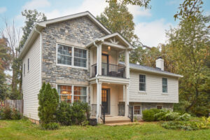 Cheverly home renovation exterior with new second-floor addition and sheltered front entry