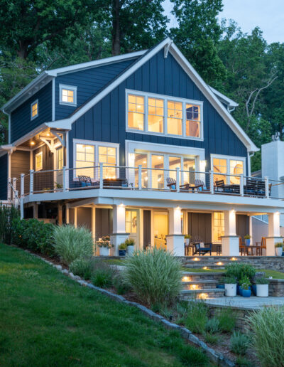 Severna Park waterfront renovation exterior with native landscaping
